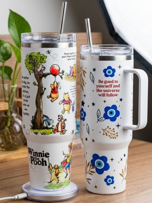 Glass water bottle with a glass straw. Lifetime permanent thermal sublimation print. Custom name printing with personalized designs and ornaments upon request. — 2