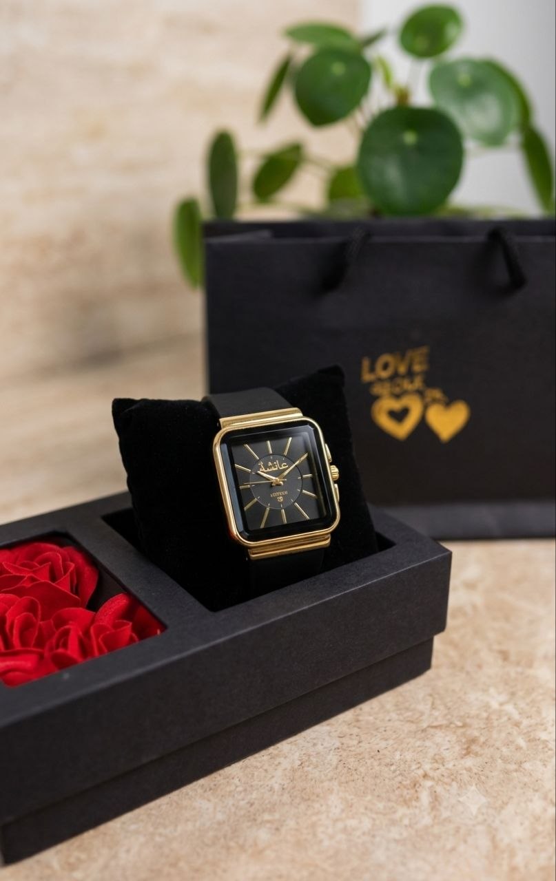 Men's Watch with Quartz Movement  24K Gold-Plated Watch Case  Custom 21K Gold Name Inside the Watch Dial (Upon Request)