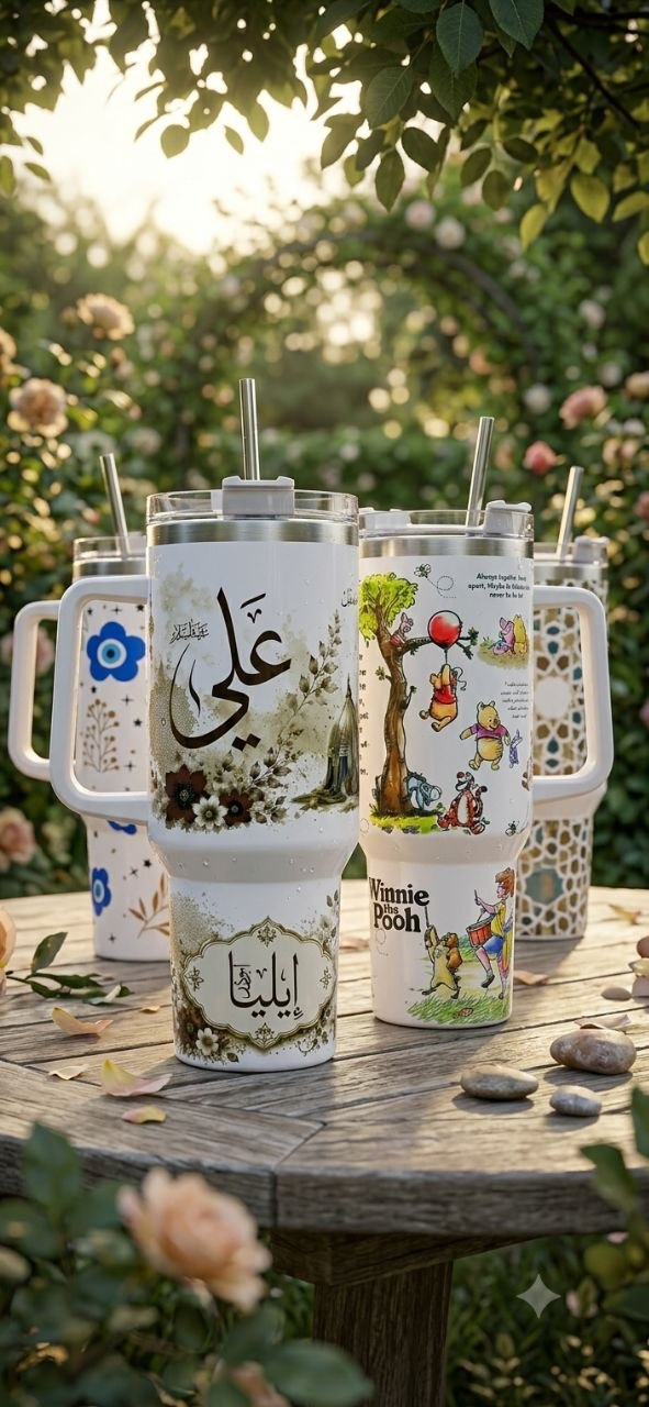 Glass water bottle with a glass straw. Lifetime permanent thermal sublimation print. Custom name printing with personalized designs and ornaments upon request. — 5