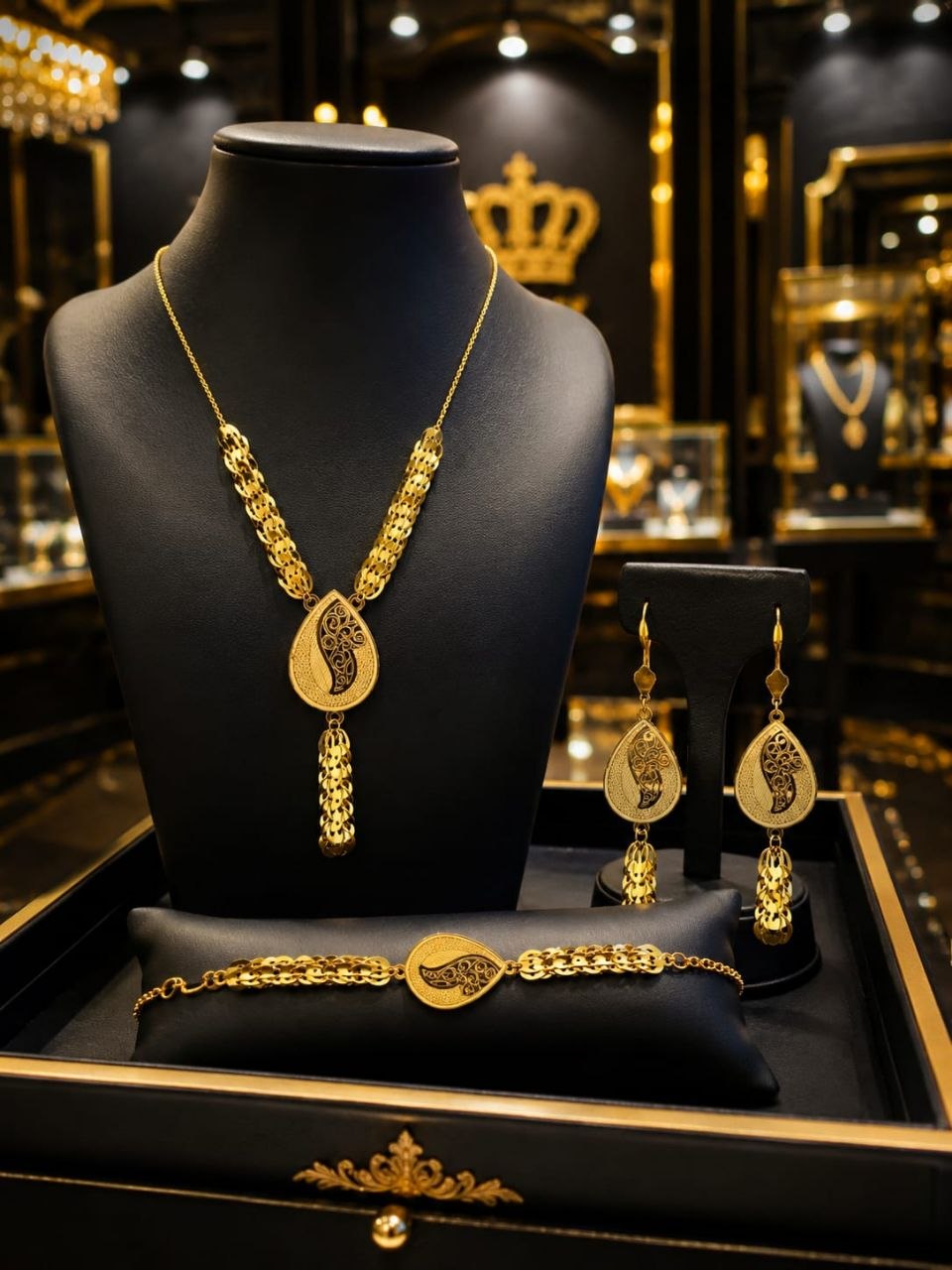 Tam Boyut Düğün Takı Seti  Küpe  Bilezik  Kolye  Sadece 8 gram  21 Ayar  Körfez (Körfez Modeli) Tasarım — 1
